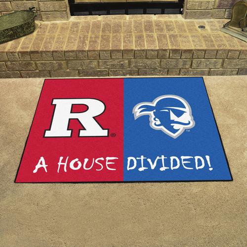 Rutgers Scarlet Knights - Seton Hall Pirates House Divided Rug - Click Image to Close