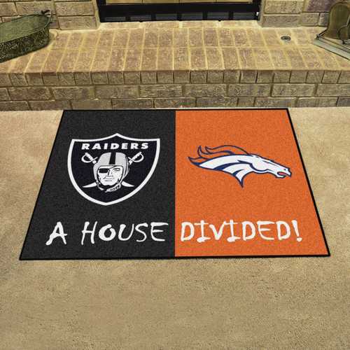 Oakland Raiders - Denver Broncos House Divided Rug - Click Image to Close
