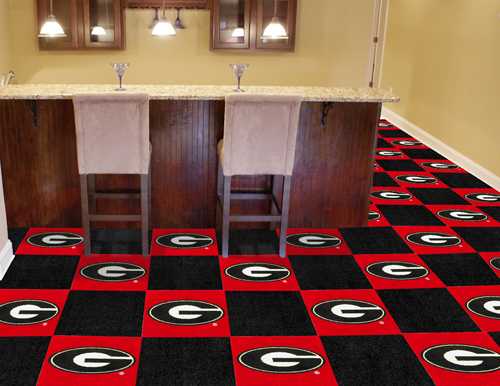 University of Georgia Bulldogs Carpet Floor Tiles - Click Image to Close