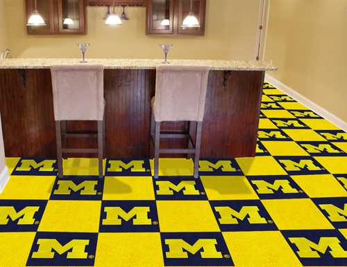 University of Michigan Wolverines Carpet Floor Tiles - Click Image to Close