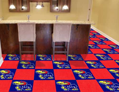 University of Kansas Jayhawks Carpet Floor Tiles - Click Image to Close