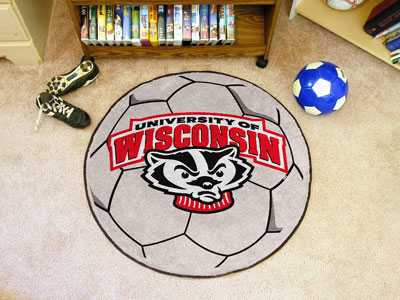 University of Wisconsin-Madison Badgers Soccer Ball Rug - Bucky - Click Image to Close