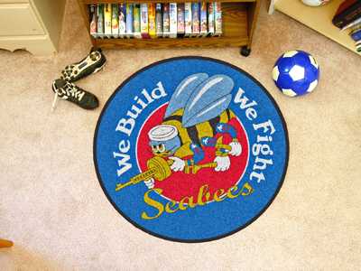 US Navy Seabees 27" Round Rug - We Build We Fight - Click Image to Close