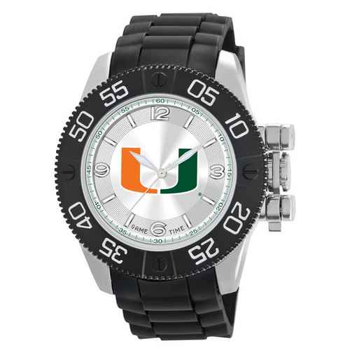 Miami Hurricanes Men's Scratch Resistant Beast Watch - Click Image to Close