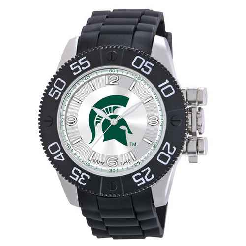 Michigan State Spartans Men's Scratch Resistant Beast Watch - Click Image to Close