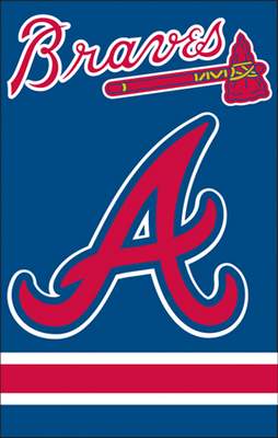 Atlanta Braves 44" x 28" Applique Banner Flag - Click Image to Close