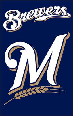 Milwaukee Brewers 44" x 28" Applique Banner Flag - Click Image to Close