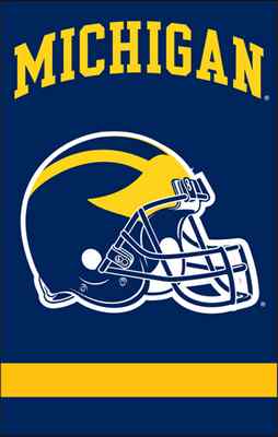 University of Michigan Helmet 44" x 28" Applique Banner Flag - Click Image to Close