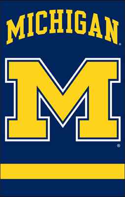 University of Michigan 'M' 44" x 28" Applique Banner Flag - Click Image to Close