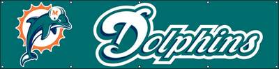 Miami Dolphins Giant 8' X 2' Nylon Banner - Click Image to Close