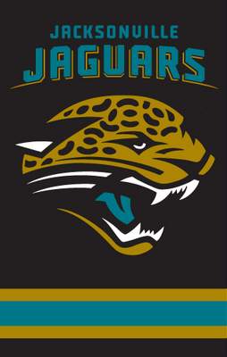 Jacksonville Jaguars 44" x 28" Applique Banner Flag - Click Image to Close