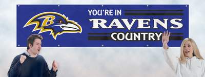 Baltimore Ravens Giant 8' X 2' Nylon Banner - Click Image to Close