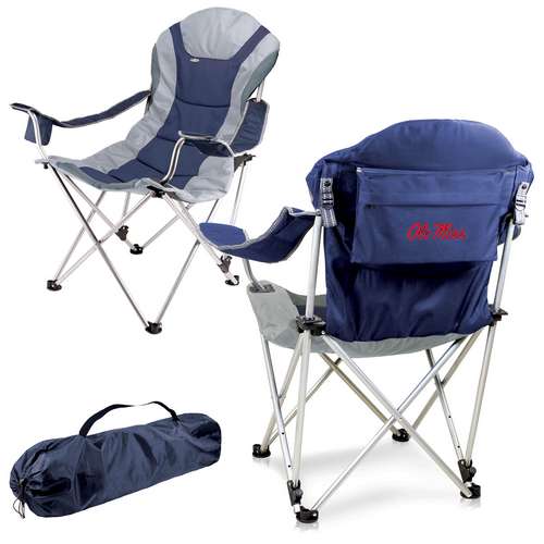 University of Mississippi Reclining Camp Chair - Navy - Click Image to Close