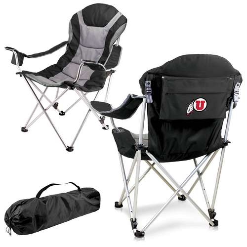 University of Utah Reclining Camp Chair - Black - Click Image to Close