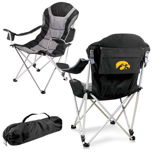 University of Iowa Reclining Camp Chair - Black - Click Image to Close