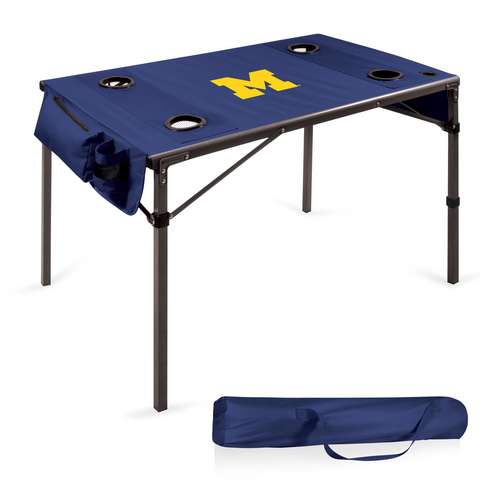 University of Michigan Wolverines Travel Table - Navy Blue - Click Image to Close