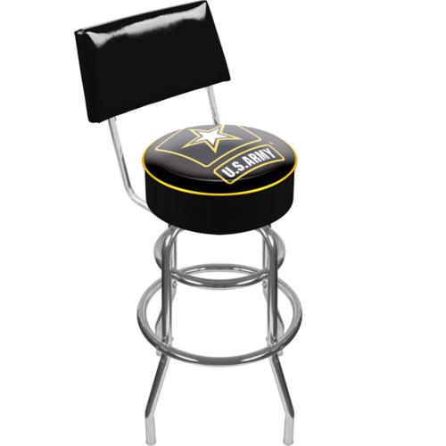 U.S. Army Padded Bar Stool with Backrest - Click Image to Close