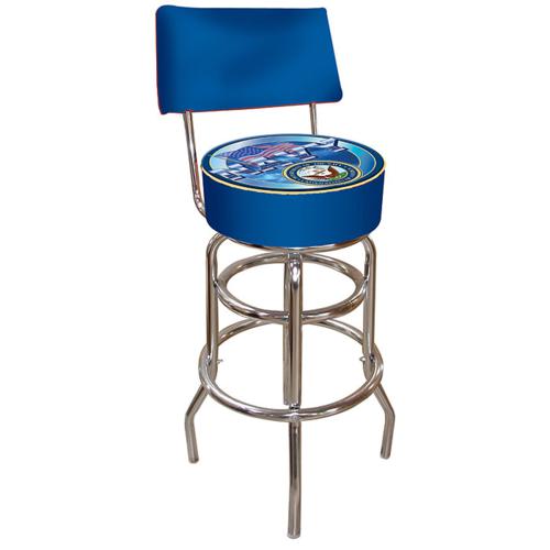 U.S. Navy Padded Bar Stool with Backrest - Click Image to Close