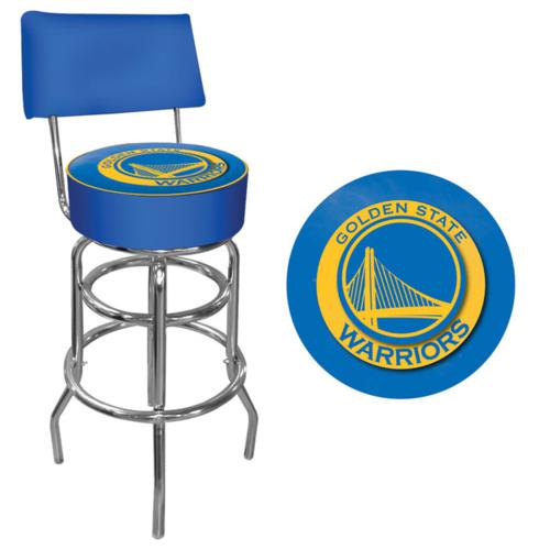 Golden State Warriors Padded Bar Stool with Backrest - Click Image to Close