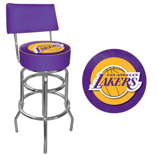 Los Angeles Lakers Padded Bar Stool with Backrest - Click Image to Close