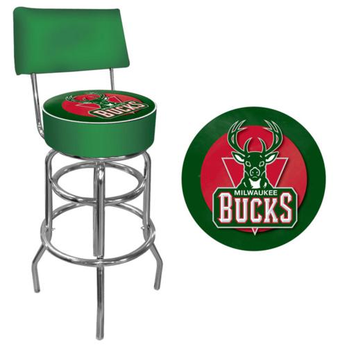 Milwaukee Bucks Padded Bar Stool with Backrest - Click Image to Close