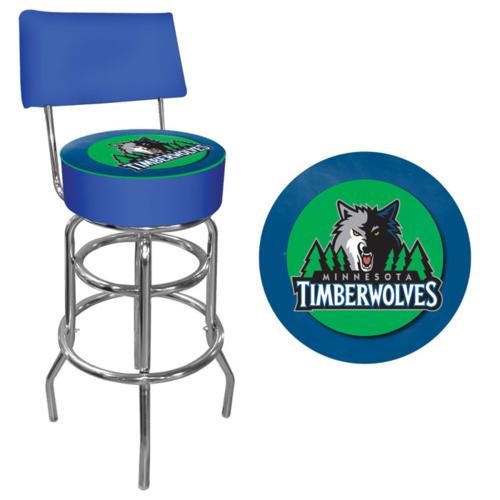 Minnesota Timberwolves Padded Bar Stool with Backrest - Click Image to Close