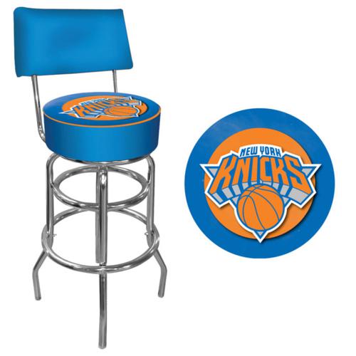 New York Knicks Padded Bar Stool with Backrest - Click Image to Close