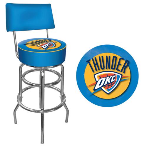 Oklahoma City Thunder Padded Bar Stool with Backrest - Click Image to Close