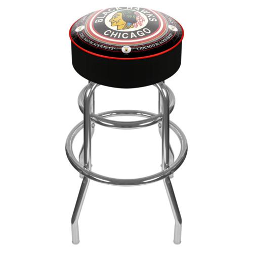 Chicago Blackhawks Vintage Logo Padded Bar Stool - Click Image to Close