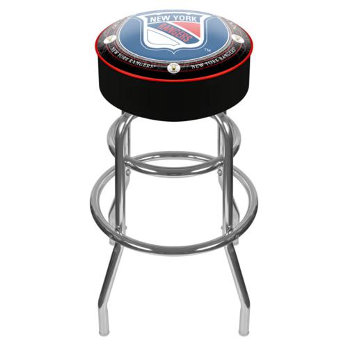 New York Rangers Vintage Logo Padded Bar Stool - Click Image to Close