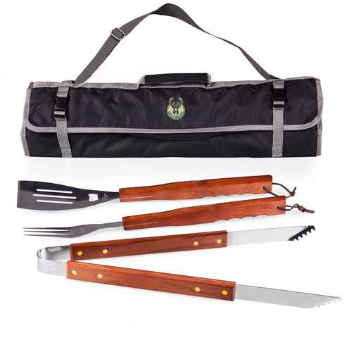 Milwaukee Bucks 3 Piece BBQ Tool Set With Tote - Click Image to Close