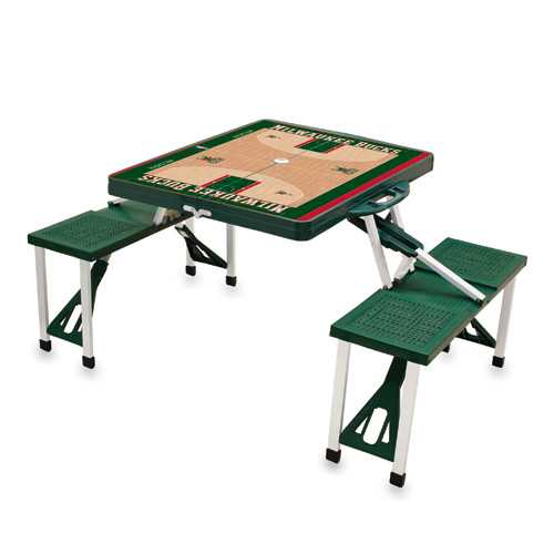 Milwaukee Bucks Basketball Picnic Table with Seats - Green - Click Image to Close