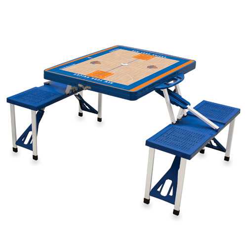 New York Knicks Basketball Picnic Table with Seats - Blue - Click Image to Close