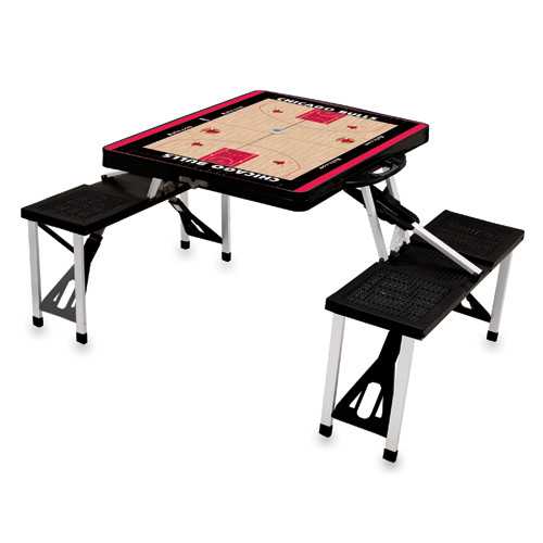 Chicago Bulls Basketball Picnic Table with Seats - Black - Click Image to Close