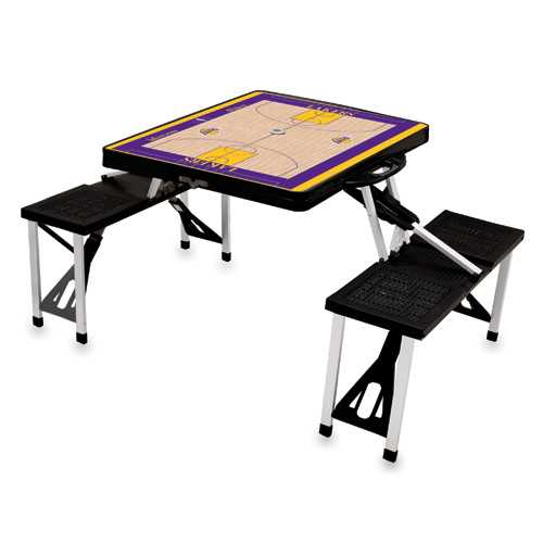 Los Angeles Lakers Basketball Picnic Table with Seats - Black - Click Image to Close