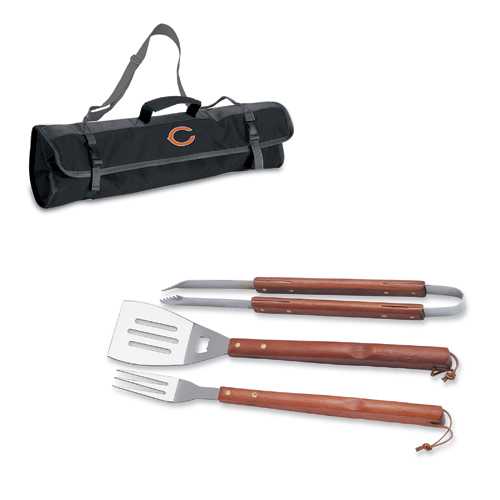 Chicago Bears 3 Piece BBQ Tool Set With Tote - Click Image to Close