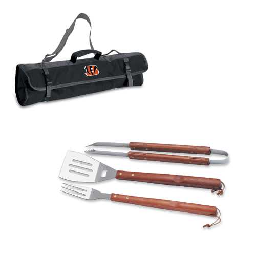 Cincinnati Bengals 3 Piece BBQ Tool Set With Tote - Click Image to Close