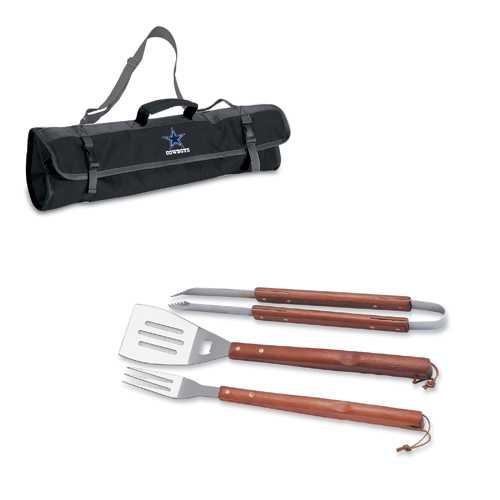 Dallas Cowboys 3 Piece BBQ Tool Set With Tote - Click Image to Close