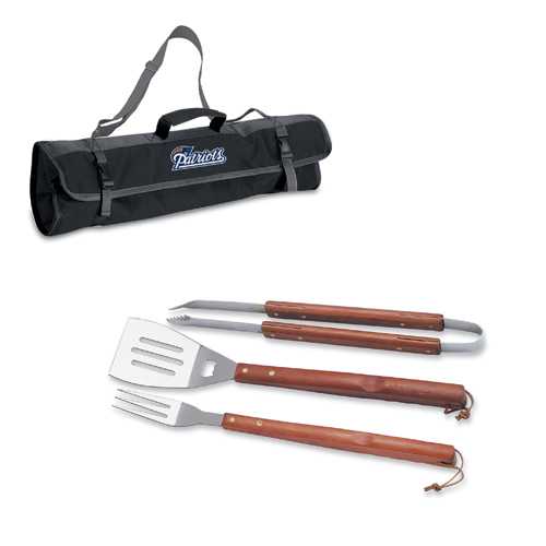 New England Patriots 3 Piece BBQ Tool Set With Tote - Click Image to Close