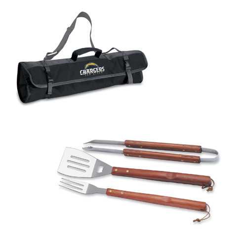 San Diego Chargers 3 Piece BBQ Tool Set With Tote - Click Image to Close