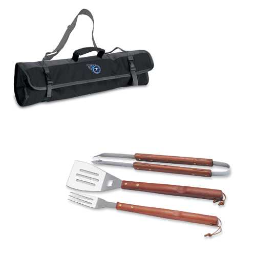 Tennessee Titans 3 Piece BBQ Tool Set With Tote - Click Image to Close