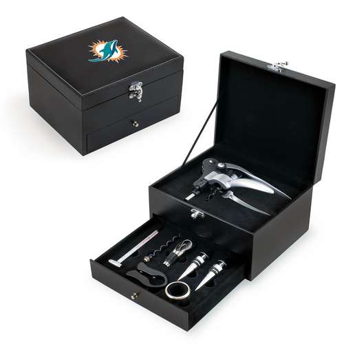 Miami Dolphins Cabernet Wine Accessory Set - Click Image to Close