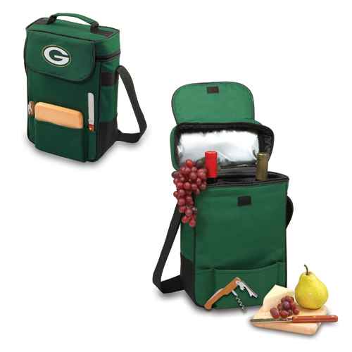 Green Bay Packers Duet Wine & Cheese Tote - Hunter Green - Click Image to Close