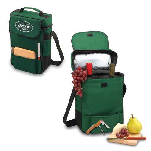 New York Jets Duet Wine & Cheese Tote - Hunter Green - Click Image to Close