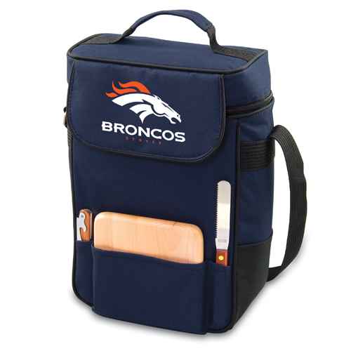 Denver Broncos Duet Wine & Cheese Tote - Navy - Click Image to Close