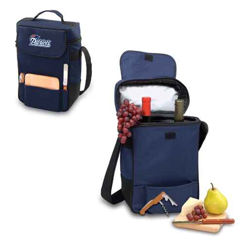 New England Patriots Duet Wine & Cheese Tote - Navy - Click Image to Close