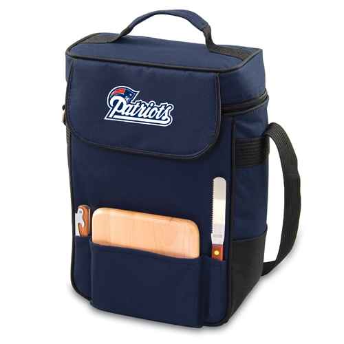 New England Patriots Duet Wine & Cheese Tote - Navy - Click Image to Close