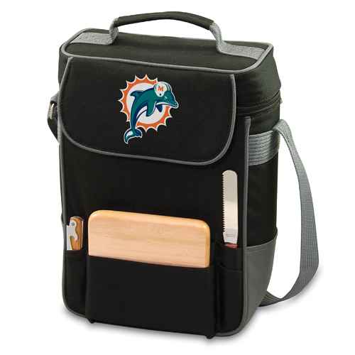 Miami Dolphins Duet Wine & Cheese Tote - Black - Click Image to Close