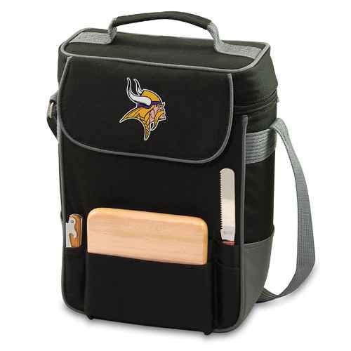 Minnesota Vikings Duet Wine & Cheese Tote - Black - Click Image to Close