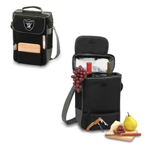 Oakland Raiders Duet Wine & Cheese Tote - Black - Click Image to Close
